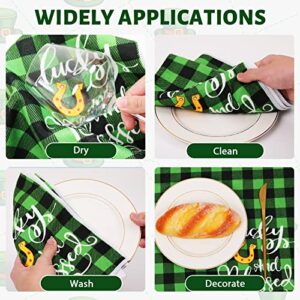 4PCS Saint Patrick Day Kitchen Towel Shamrock Seasonal Decorative Hand Towel Green Plaid Home Decor Dish Towels Shamrock Bath Towels 15.75 * 23.62inch Irish Decorative Dishcloth for Cooking Baking