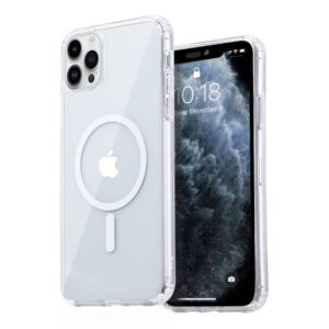 gyizho strong magnetic clear for iphone 11 pro max case [compatible with magsafe] [military grade drop tested] shockproof protective slim thin phone cover 6.5 inch clear