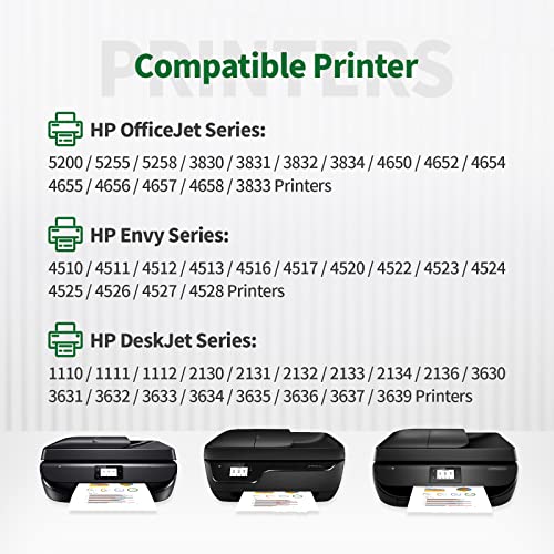 JINTUM 63XL Ink Cartridge Remanufactured for HP Ink 63 63XL Black and Color Ink Cartridge for HP Officejet 3830 4650 5255 5258 5200 4652 4655 Envy 4520 4512 DeskJet 2130, 63XL Ink Cartridge Combo Pack