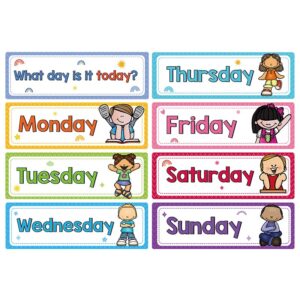 Lachilly 24 Pcs, 3 Themes Days of The Week/Seasonal/Months of The Year Flash Cards Subject Titles for Bulletin Board Headliners Classroom Decoration English Words