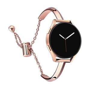 crocsee stainless steel band compatible with samsung galaxy watch 6 5 4 40mm 44mm/watch 6 classic 43mm 47mm/watch 4 classic 42mm 46mm/watch 5 pro 45mm, slim minimalism bangle bracelet for women, rose gold