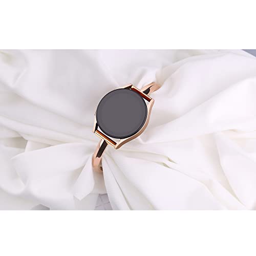 CrocSee Stainless Steel Band Compatible with Samsung Galaxy Watch 6 5 4 40mm 44mm/Watch 6 Classic 43mm 47mm/Watch 4 Classic 42mm 46mm/Watch 5 Pro 45mm, Slim Minimalism Bangle Bracelet for Women, Rose Gold