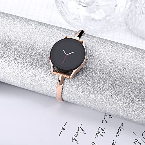 CrocSee Stainless Steel Band Compatible with Samsung Galaxy Watch 6 5 4 40mm 44mm/Watch 6 Classic 43mm 47mm/Watch 4 Classic 42mm 46mm/Watch 5 Pro 45mm, Slim Minimalism Bangle Bracelet for Women, Rose Gold