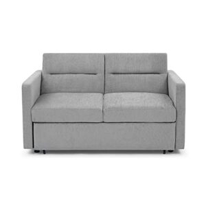 anchorh loveseats sofa bed with pull-out bed,adjsutable back and two arm pocket,folding futon sofa bed with wood legs sleeper sofa recliner for living room (grey)
