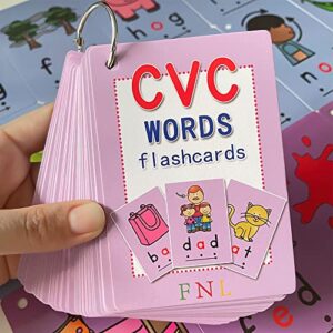 Lachilly CVC Words Flashcard Vowel+Consonant+Vowel Toddler Learning Supplies for Kindergarten Teacher Teaching Aids 126 Cards