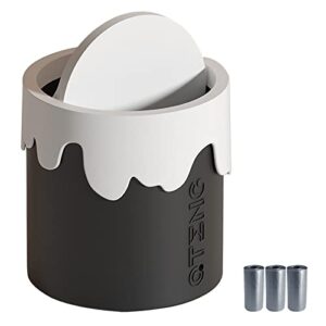 ltytz mini trash can with lid cute small trash can office plastic garbage can with 3 rolls of trash bags for bathroom vanity, desktop, office or coffee table (2 liter,black)