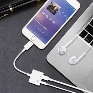 [Apple MFi Certified] Headphone Adapter for iPhone, 2 Pack 2 in 1 Lightning to 3.5mm AUX Audio + Charger Splitter Compatible with iPhone 14/13/12/11/XS/XR/iPad,Support All iOS System