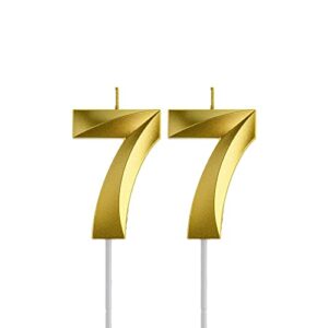 gold 77th birthday candles,gold number 77 cake topper for birthday decorations party decoration
