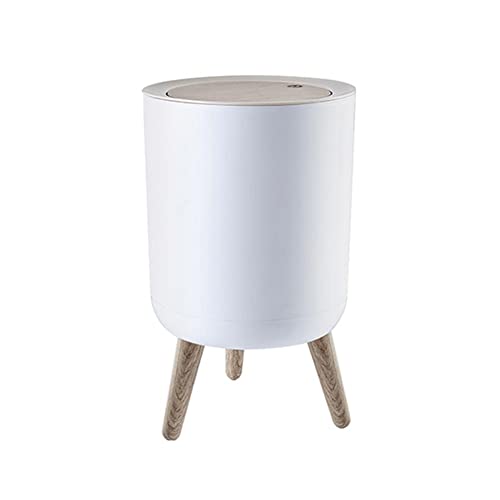 Trash Can, 8.7inchx14.3inch Gallon Garbage Can with Press Top Lid, Nordic Modern Waste Basket, Plastic High Foot Trash Bin Suitable for Kitchen, Bedroom, Living Room, Office, Outdoor