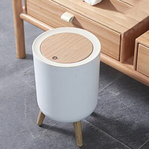 Trash Can, 8.7inchx14.3inch Gallon Garbage Can with Press Top Lid, Nordic Modern Waste Basket, Plastic High Foot Trash Bin Suitable for Kitchen, Bedroom, Living Room, Office, Outdoor