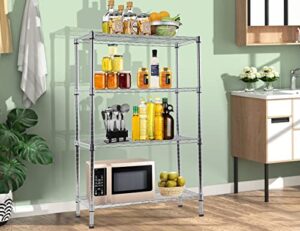 storage shelves, 4-tier heavy duty kitchen shelves, nsf certified height adjustable metal shelf organizer for laundry bathroom kitchen office pantry organization 1000 lbs capacity 36"lx14"wx54"h