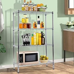 Storage Shelves, 4-Tier Heavy Duty Kitchen Shelves, NSF Certified Height Adjustable Metal Shelf Organizer for Laundry Bathroom Kitchen Office Pantry Organization 1000 LBS Capacity 36"Lx14"Wx54"H