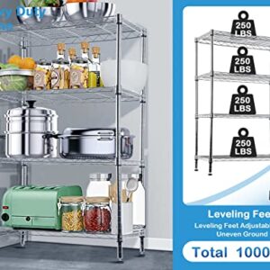 Storage Shelves, 4-Tier Heavy Duty Kitchen Shelves, NSF Certified Height Adjustable Metal Shelf Organizer for Laundry Bathroom Kitchen Office Pantry Organization 1000 LBS Capacity 36"Lx14"Wx54"H