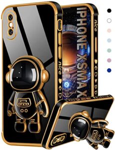 coralogo for iphone xs max case astronaut cute for women girls girly unique black phone cases with astronaut hidden stand kickstand 6d design cover for iphone xsmax 6.5 inch