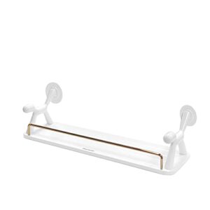 hisucbetter floating shelf wall mounted, floating shelves for bedroom, bathroom, living room, kitchen, laundry room storage & decoration. l15.75xd4.72in, white shelves for wall decor. (white+gold)
