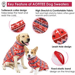 AOFITEE Dog Sweater, Warm Dog Coat Dog Winter Jacket, Windproof Dog Cold Weather Coats with Turtleneck, Pullover Dog Pajamas Pjs Onesie, Pet Apparel Winter Clothes for Small Medium Large Dogs