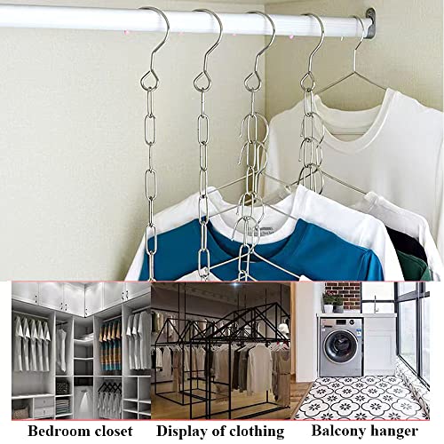 1 Pack Clothes Hangers Chain with 10 Slots, Closet Organizer Storage Space Saving Hanging Chains, Stainless Steel & Collapsible Chain Clothes Hanger Organizers, Clothing & Closet Storage