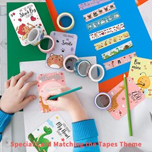 goremote Washi Tape Set Cute Animal Washi Tape for Kids, DIY Crafts Washi Tape Kit for Gift Wrapping Scrapbooking Supplies Bullet Journals Planners Party Decorations with Gift Card for Classroom