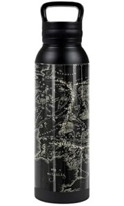 lord of the rings - logo official map of me 24 oz insulated canteen water bottle, leak resistant, vacuum insulated stainless steel with loop cap