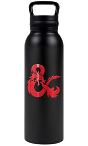 dungeons & dragons official ampersand logo 24 oz insulated canteen water bottle, leak resistant, vacuum insulated stainless steel with loop cap