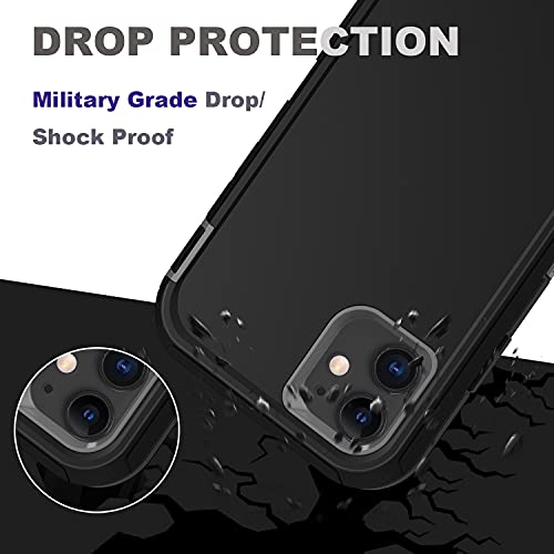 Wedall iPhone 12/12 Pro Heavy Duty Military Case, Shockproof 3-Layer Protection, 2 Screen Protectors, Black/Gray
