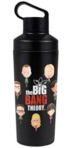 big bang theory official emojis 18 oz insulated water bottle, leak resistant, vacuum insulated stainless steel with 2-in-1 loop cap