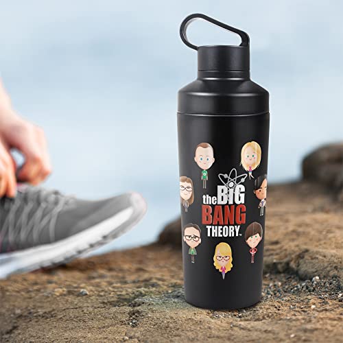 Big Bang Theory OFFICIAL Emojis 18 oz Insulated Water Bottle, Leak Resistant, Vacuum Insulated Stainless Steel with 2-in-1 Loop Cap