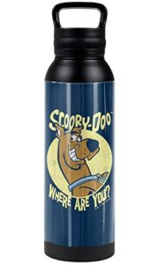 scooby doo! official where are you 24 oz insulated canteen water bottle, leak resistant, vacuum insulated stainless steel with loop cap
