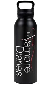 the vampire diaries official tvd logo 24 oz insulated canteen water bottle, leak resistant, vacuum insulated stainless steel with loop cap