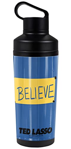 Ted Lasso OFFICIAL Ted Lasso Believe Sign 18 oz Insulated Water Bottle, Leak Resistant, Vacuum Insulated Stainless Steel with 2-in-1 Loop Cap