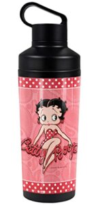 betty boop official paisley dots 18 oz insulated water bottle, leak resistant, vacuum insulated stainless steel with 2-in-1 loop cap