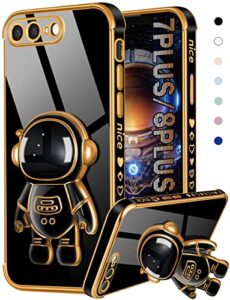 coralogo for iphone 7 plus/iphone 8 plus case astronaut cute for women girls girly unique black phone cases with astronaut hidden stand kickstand 6d design cover for iphone 7plus/8plus 5.5 inch