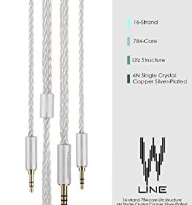 Moondrop LINE V/W 6N Single Crystal Copper Silver-Plated Litz Earphone Upgrade Cable IEMs (LINE W)