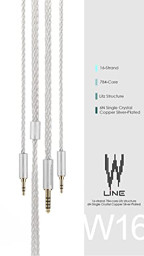 Moondrop LINE V/W 6N Single Crystal Copper Silver-Plated Litz Earphone Upgrade Cable IEMs (LINE W)