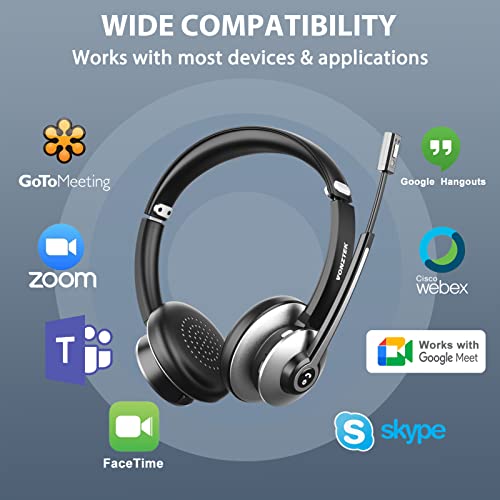 Bluetooth Headset, Wireless Headset with Microphone Noise Canceling, Wireless Headphones with USB Audio Dongle for Cell Phone Computer Office Home|Call Center|Skype|Zoom|MS Teams Work Headset