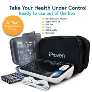 IPROVEN New 2023 Smart Upper Arm Blood Pressure Monitor - Home Use, 500 Memory Sets - Large Adjustable Cuff - Largest Widescreen Backlit Display - Bluetooth App for iOS & Android