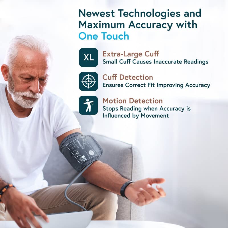 IPROVEN New 2023 Smart Upper Arm Blood Pressure Monitor - Home Use, 500 Memory Sets - Large Adjustable Cuff - Largest Widescreen Backlit Display - Bluetooth App for iOS & Android