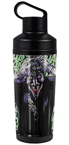 Batman - Joker OFFICIAL Insanity 18 oz Insulated Water Bottle, Leak Resistant, Vacuum Insulated Stainless Steel with 2-in-1 Loop Cap