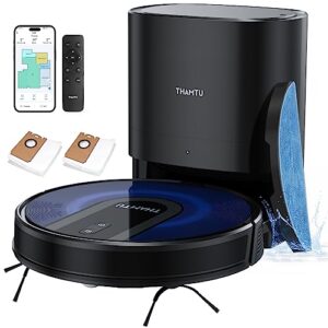 thamtu g20 robot vacuum and mop combo, with self-emptying base, auto carpet boost, 3000pa suction for powerful cleaning, app and voice control, pet hair cleaning, is ideal for household cleaning