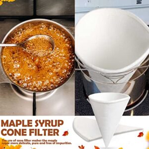 Maple Syrup Cone Filter Set Includes 1 Quart Heavy Duty Boiling Filter 10 x 10 Inch and 9 x 9 Inch Pre Filters Strainer Maple Syrup Tapping Kit Supplies for Maple Syrup Filtering (22 Pieces)