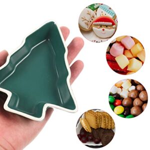 UPKOCH Christmas Appetizer Tray 4 Pcs Christmas Tree Plates Candy Nut Serving Platters Ceramic Appetizer Trays Snack Dessert Dish for Party Restaurant Home, Green