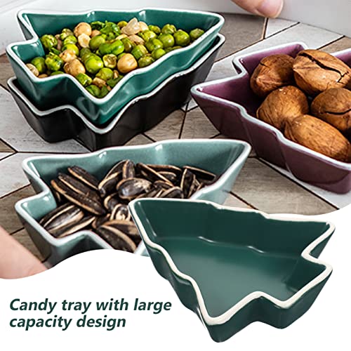 UPKOCH Christmas Appetizer Tray 4 Pcs Christmas Tree Plates Candy Nut Serving Platters Ceramic Appetizer Trays Snack Dessert Dish for Party Restaurant Home, Green