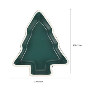 UPKOCH Christmas Appetizer Tray 4 Pcs Christmas Tree Plates Candy Nut Serving Platters Ceramic Appetizer Trays Snack Dessert Dish for Party Restaurant Home, Green