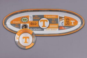 magnolia lane university tennesse the volunteers football heavyweight melamine chip and dip, set of 2, kitchen accessories