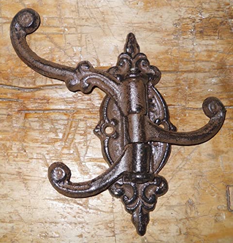 New 1 Cast Iron Antique Style Swivel Coat Hooks Hat Hook Rack Hall Tree Restoration XLLL0190IMPPPP