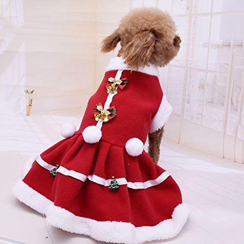 HonpraD Dog Sweaters Medium Longer Dress Warm Vest Solid Sweatshirt Christmas Color Cat Coat Pet Clothes Sweater for Small Dogs Female