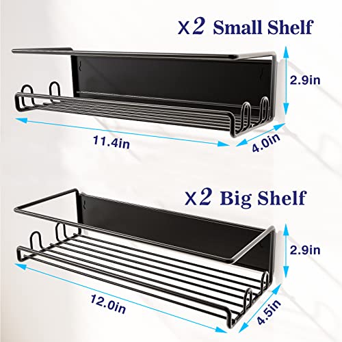 Deinyi Magnetic Spice Rack for Refrigerator, Spice Rack, Spice Organizer, Magnetic Spice Rack, Spice Storage, Spice Rack for Spice Jars and Spice Bottles, Storage Rack with 24 Hooks, Metal Black