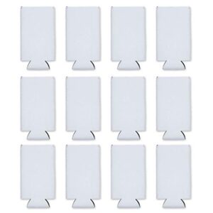 snertz 12 pack slim can cooler white blank diy sublimation durable neoprene insulated skinny beer seltzer can holder cooler sleeve coolies fits 12oz cans