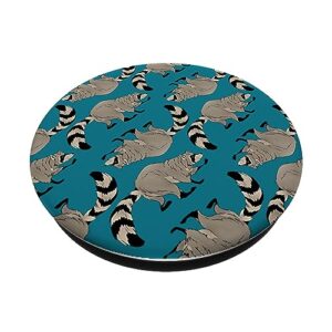 Raccoon Pattern Trash Panda Forest Animal Lover Racoon PopSockets Standard PopGrip