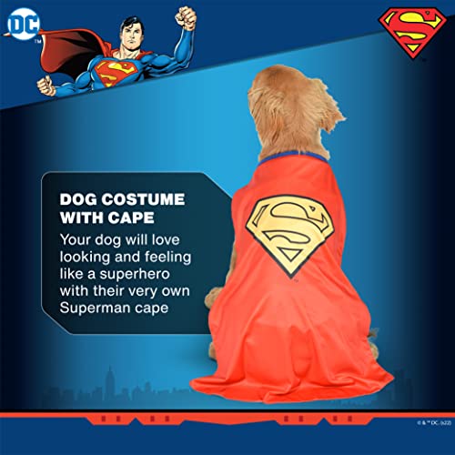 DC Comics Superhero Superman Halloween Dog Costume - Size Large- | DC Superhero Halloween Costumes for Dogs, Funny Dog Costumes | Officially Licensed DC Dog Halloween Costume Blue